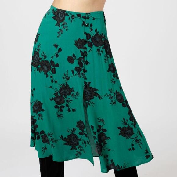 NWT Band of the Free Etta Floral Midi Skirt XS 2 Emerald Green Boho Romantic - Picture 4 of 10